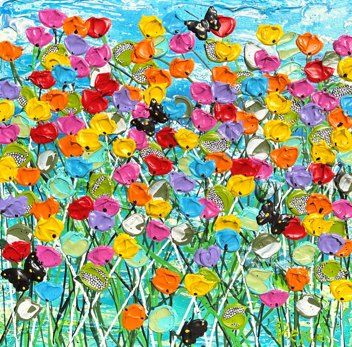 488. Baby Day 2 46 x 46cm acrylic impasto and ink on canvas 970 AUD