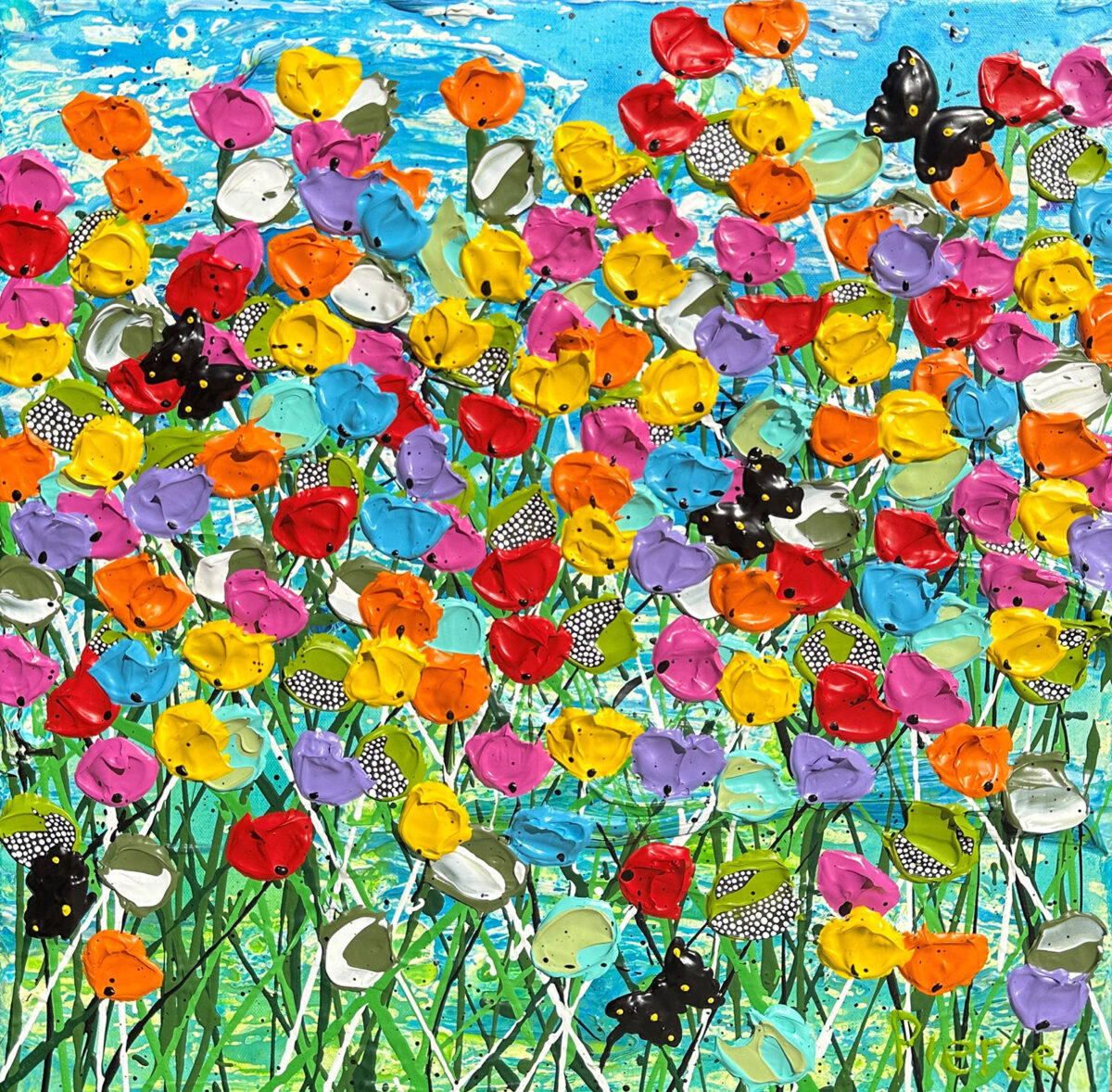 488. Baby Day 3 46 x 46cm acrylic impasto and ink on canvas 970 AUD
