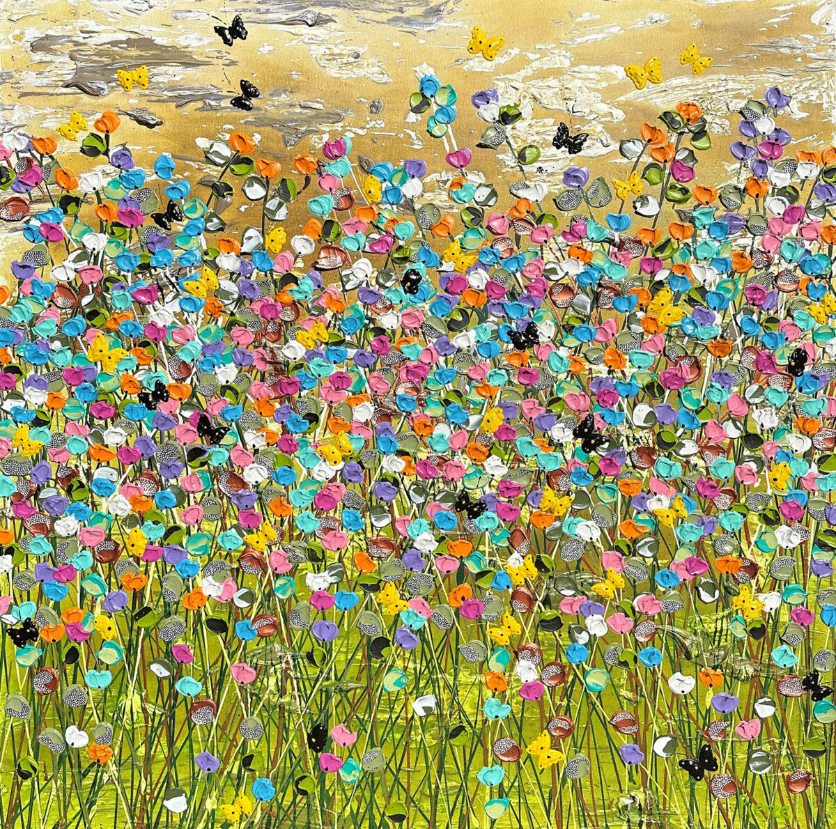 488.Daydreams Outback Spring 122 x 122cm acrylic impasto and ink on canvas 5900 AUD