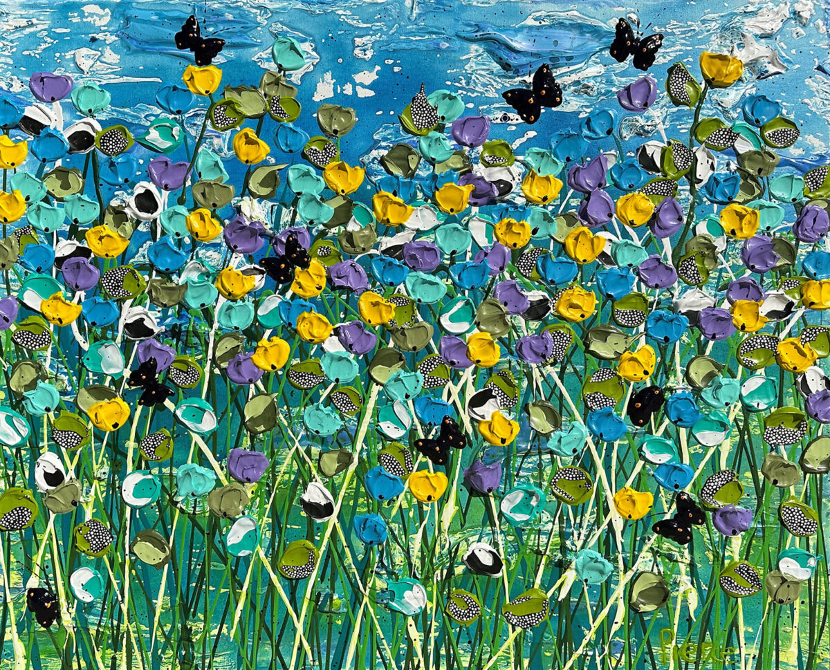 Daydreams Periwinkle 61 x 76cm acrylic impasto and ink on canvas 2100 AUD