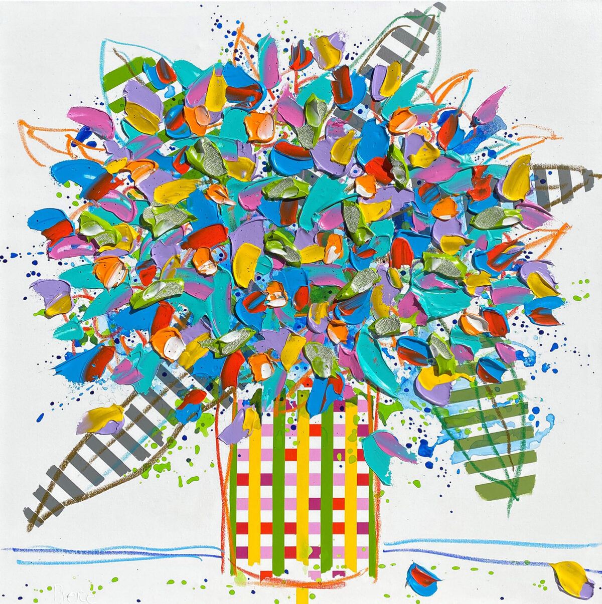 413. REBECCA PIERCE - Harvest - 122 x 122cm acrylic, oil sticks, fine points and ink on canvas 4,500.00AUD