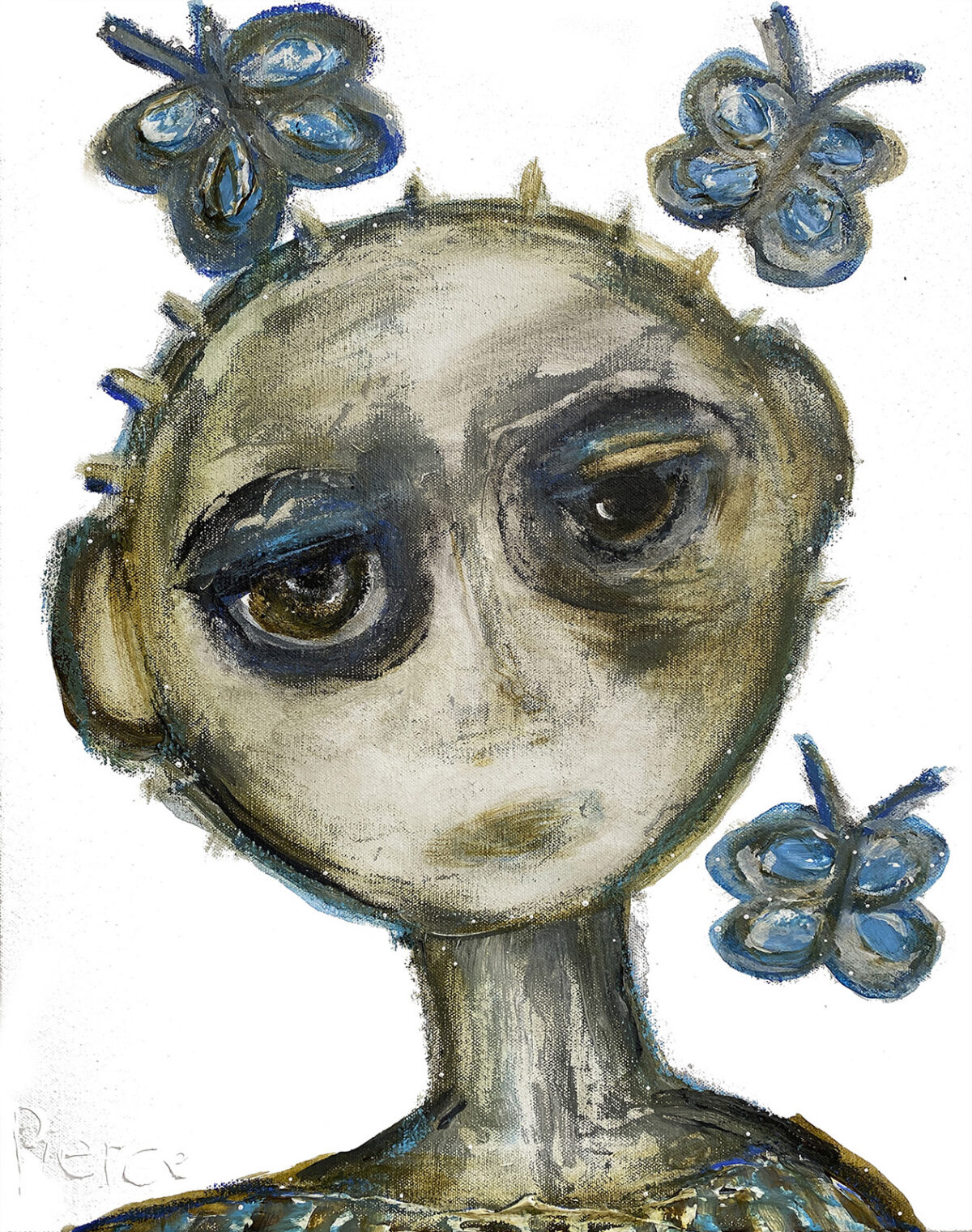 441. REBECCA PIERCE Wistful 45.5 x 36cm acrylic paint and ink, oil sticks and charcoal on canvas 900.00AUD