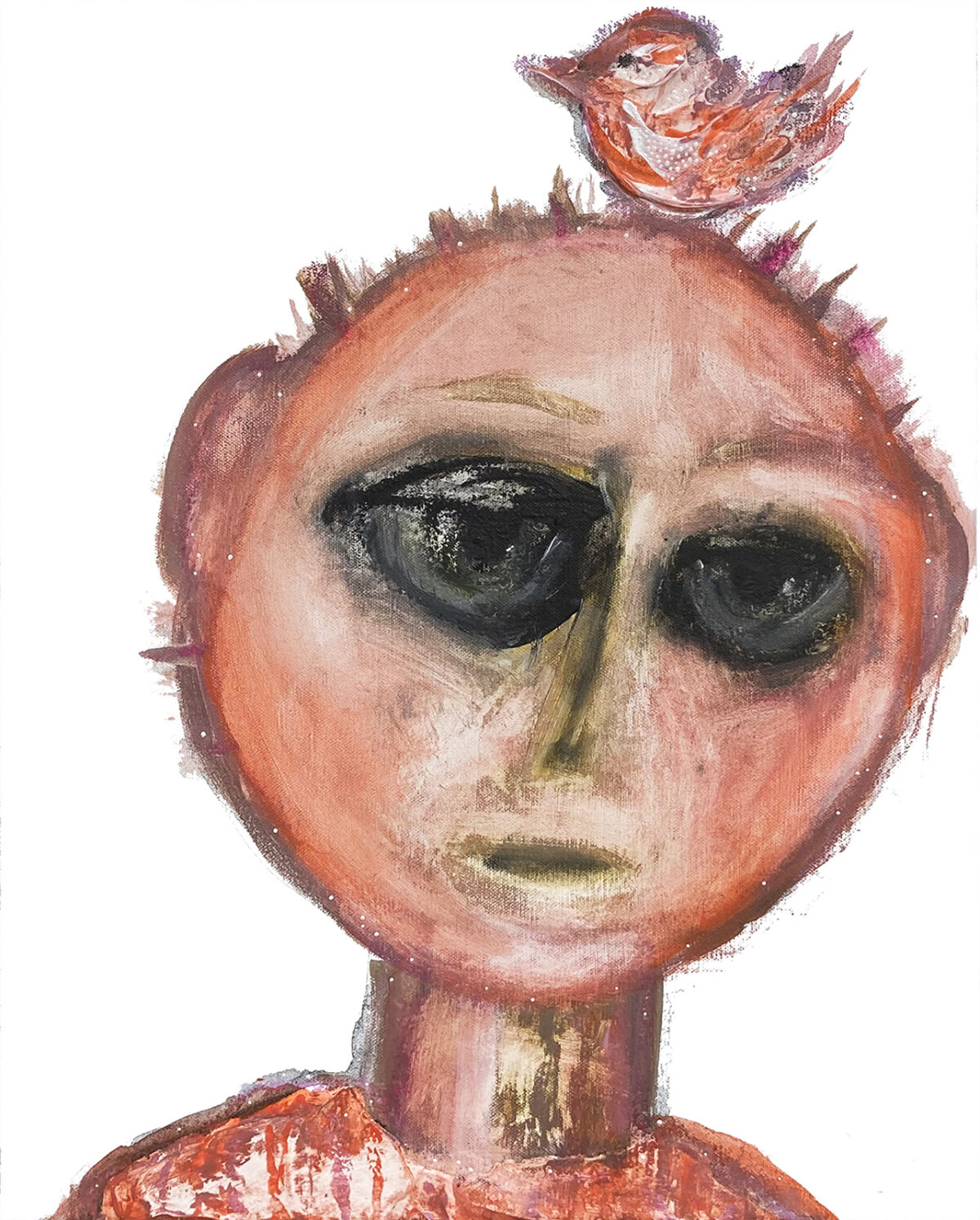 449. REBECCA PIERCE Anonymous Spring Chick 1 45.5 x 36cm acrylic paint and ink, oil sticks and charcoal on canvas 900.00AUD