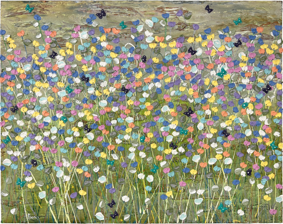 543. REBECCA PIERCE - KALEIDOSCOPE OF BUTTERFLIES I 120 x150cm acrylic, impasto and ink on canvas $ 7,200.00