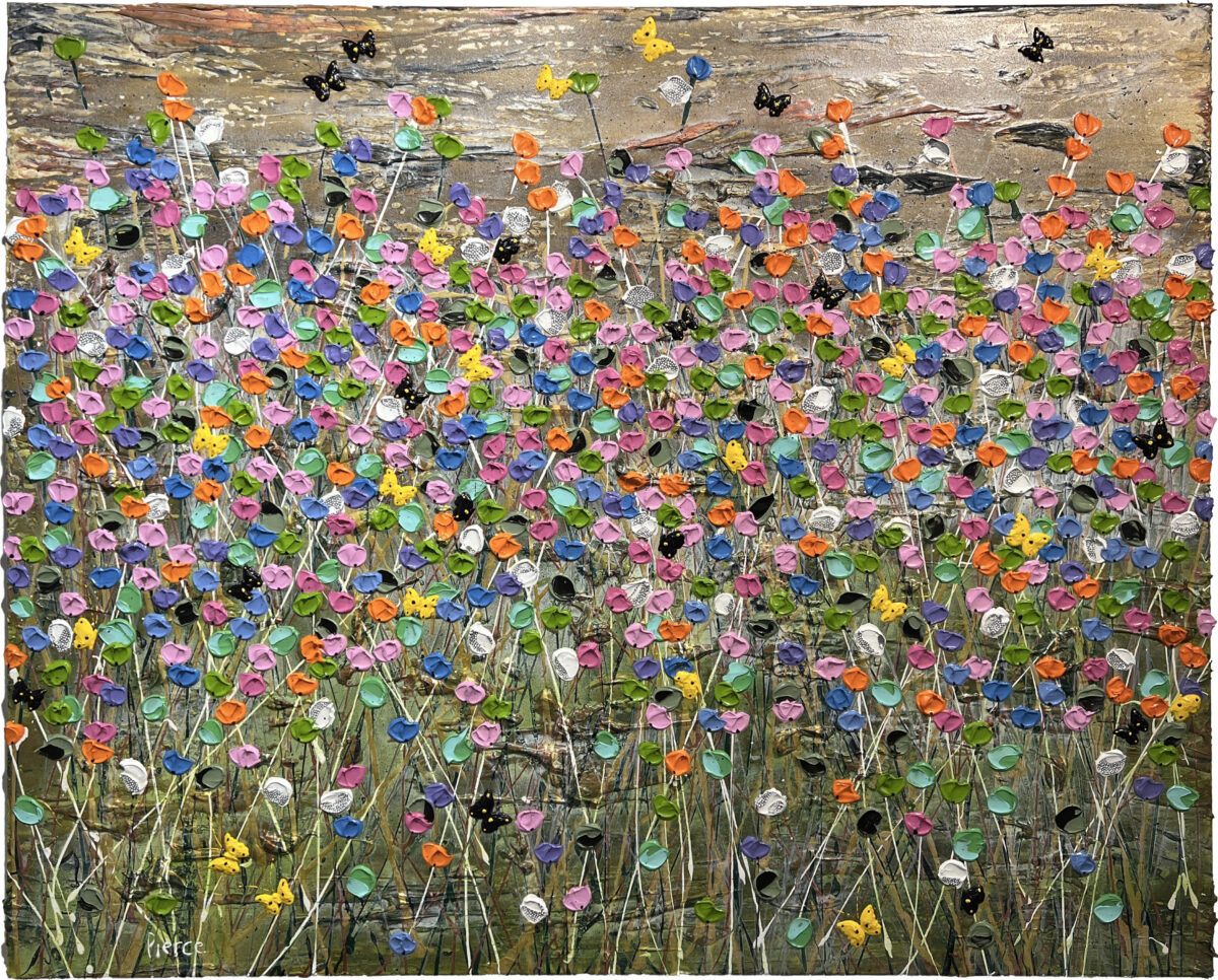 543. REBECCA PIERCE - KALEIDOSCOPE OF BUTTERFLIES II 120 x150cm acrylic, impasto and ink on canvas $ 7,200.00