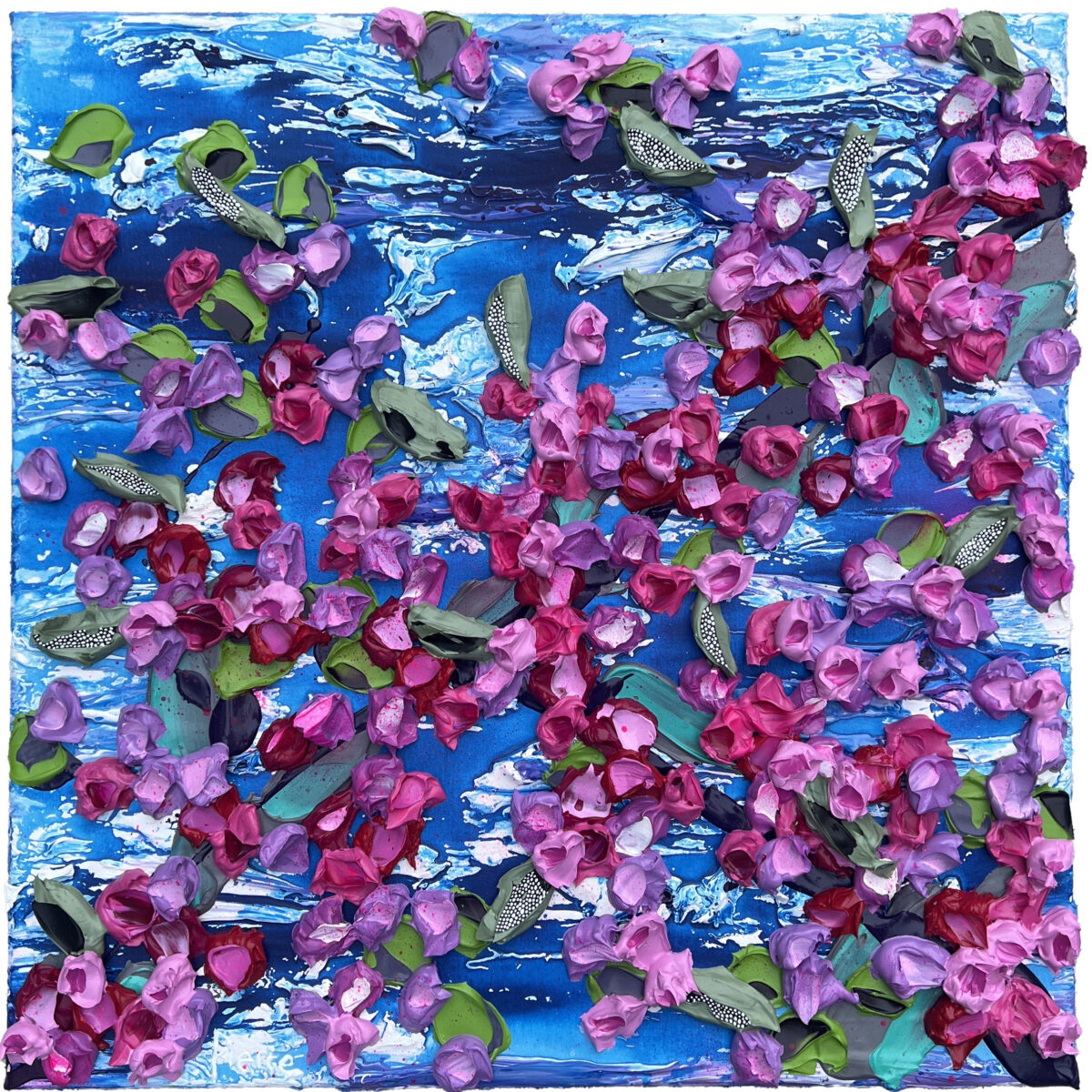 550. REBECCA PIERCE - BABY BLOSSOMS I 61 x 61cm acrylic impasto and ink on canvas $ 2,500.00