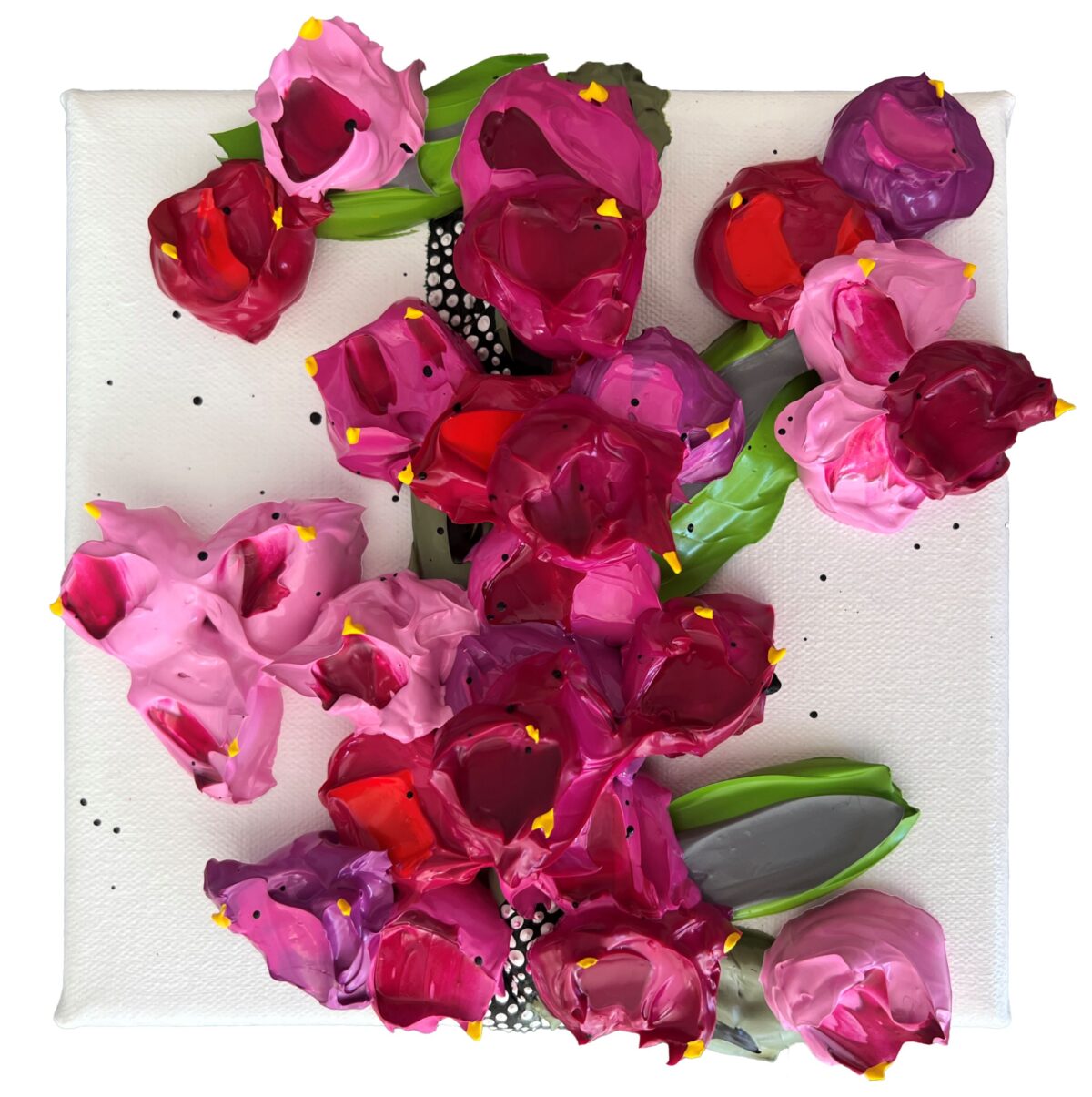 Bougainvillea on Pink 3 18 x 18cm acrylic impasto on canvas $ 420.00