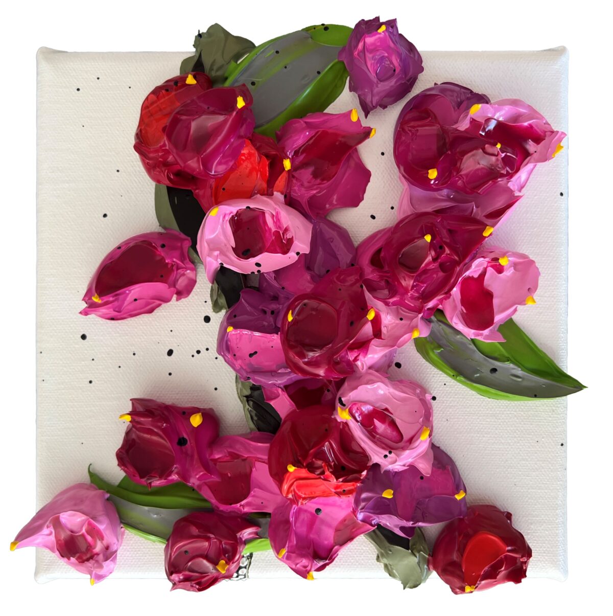 Bougainvillea on Pink 4 18 x 18cm acrylic impasto on canvas $ 420.00