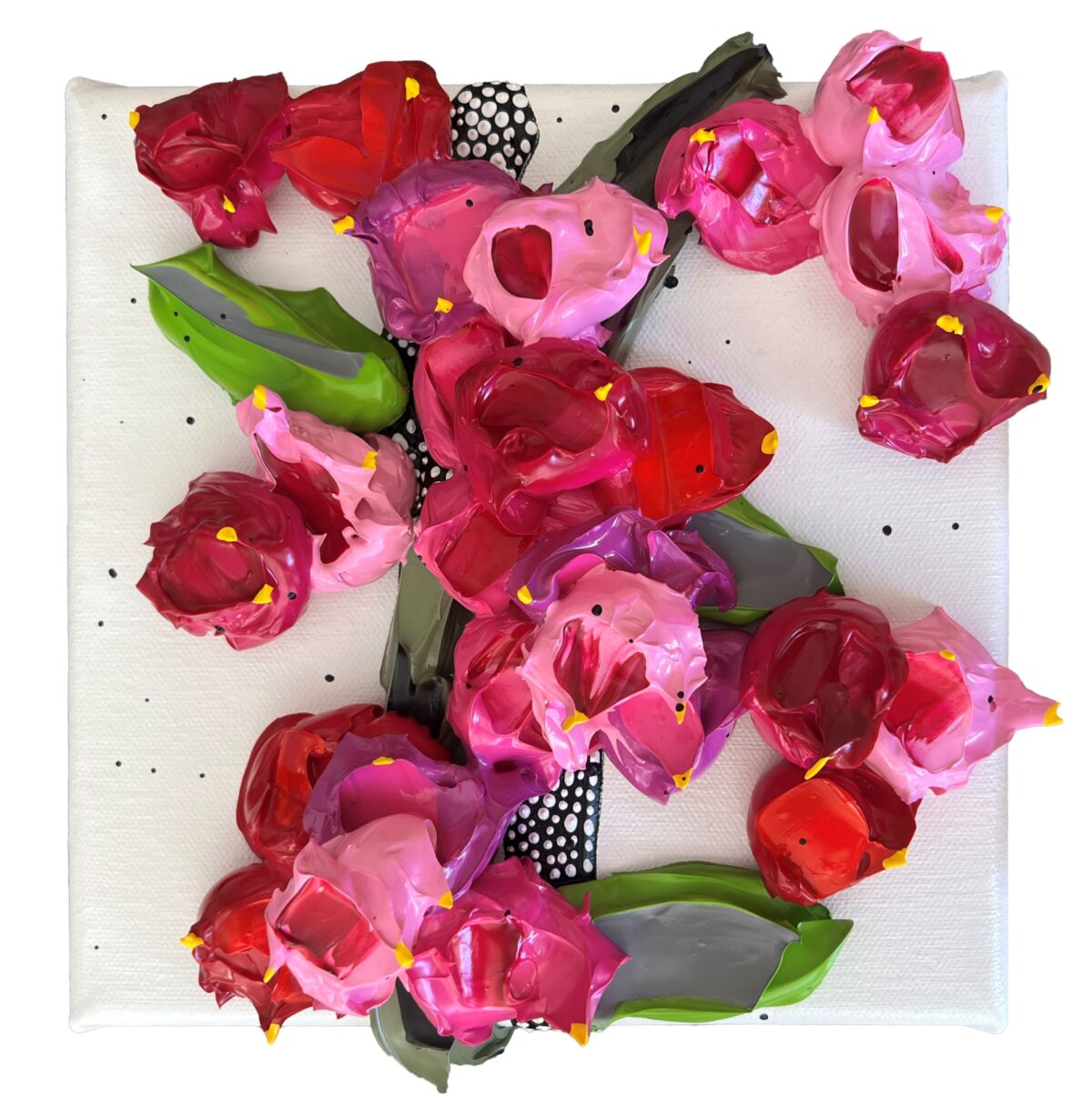 Bougainvillea on Pink 6 18 x 18cm acrylic impasto on canvas $ 420.00