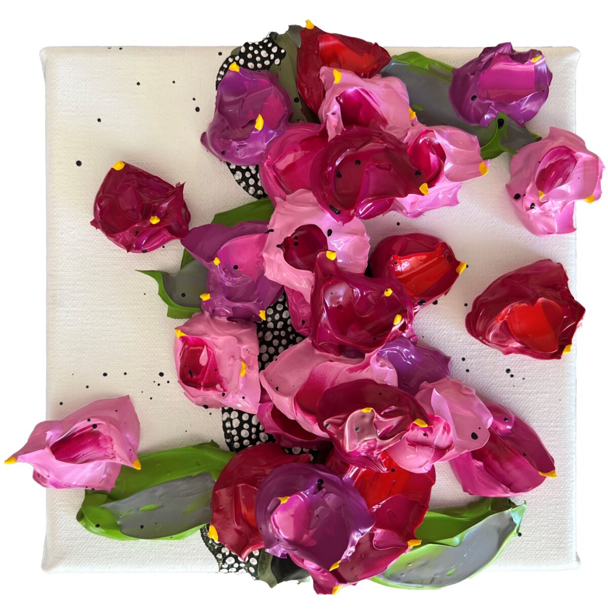 Bougainvillea on Pink 7 18 x 18cm acrylic impasto on canvas $ 420.00