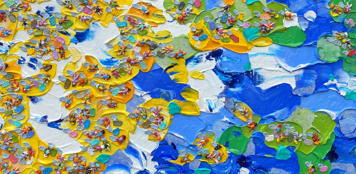 REBECCA PIERCE Back to the Beach 91 x 181cm acrylic impasto and resin on canvas on board