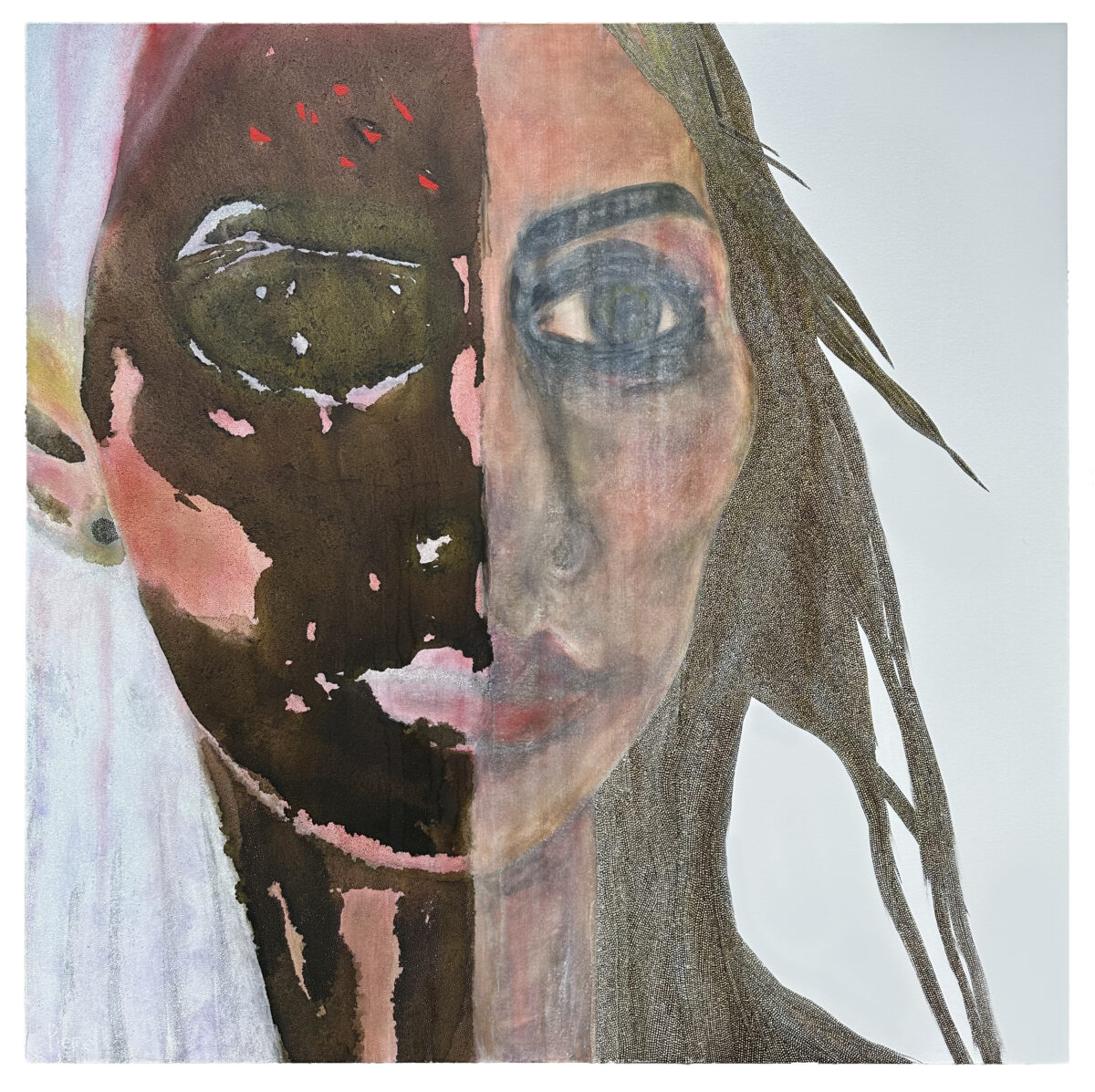 REBECCA PIERCE - FRACTURE (rework 2024) - 150 x 150cm - acrylic, ink and charcoal on canvas $ 13,000.00