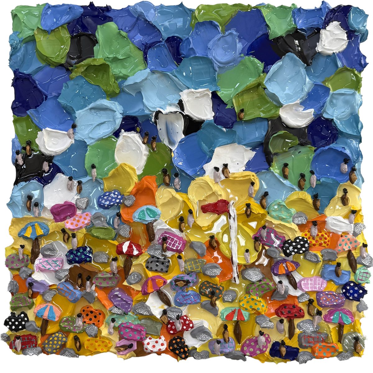 Sun Is Shining 3 62 x 62cm acrylic impasto and resin on canvas on board $ 2,700.00